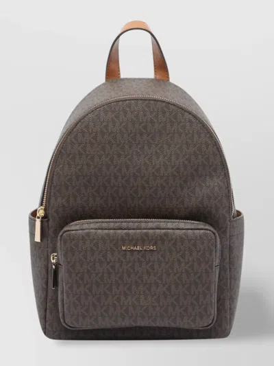 Michael Kors Backpack With Adjustable Straps And Front Zip Pocket In Brown