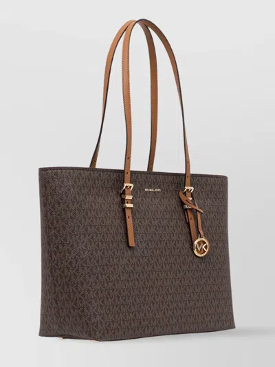 Michael Kors Monogrammed Tote Bag With Adjustable Straps And Gold-tone Hardware