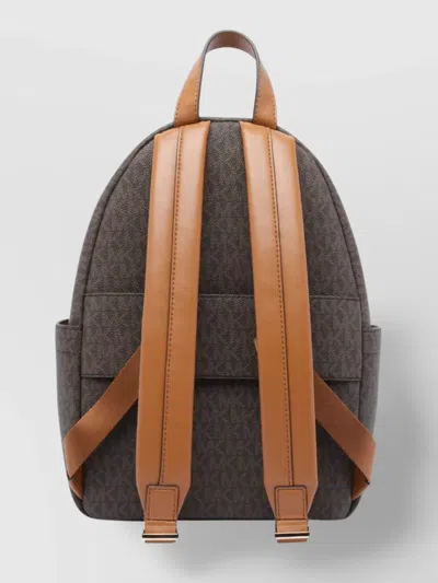 Michael Kors Backpack With Adjustable Straps And Front Zip Pocket In Brown