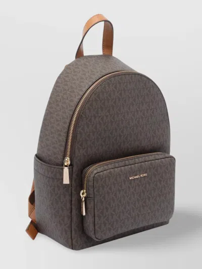 Michael Kors Backpack With Adjustable Straps And Front Zip Pocket In Brown