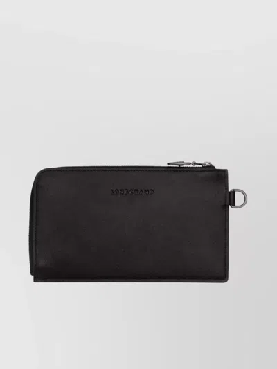 Longchamp Le Pliage Embossed Leather Cardholder In Black