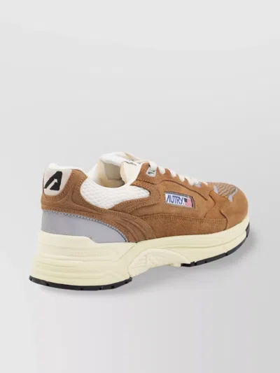 Autry Hyperway Suede And Mesh Low-top Sneakers In Brown