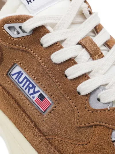 Autry Hyperway Suede And Mesh Low-top Sneakers In Brown