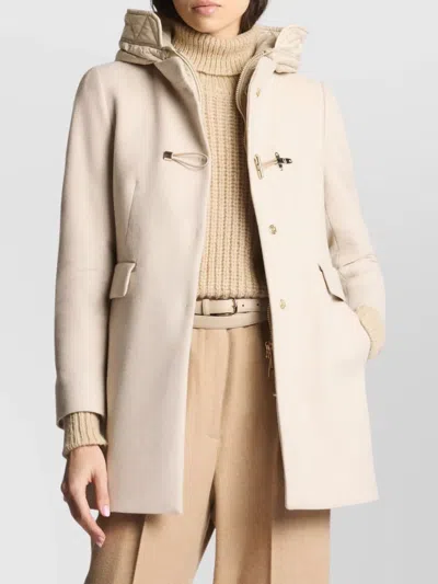 Fay Ivory Short Coat With Tailored Silhouette And Minimalist Design In Neutral