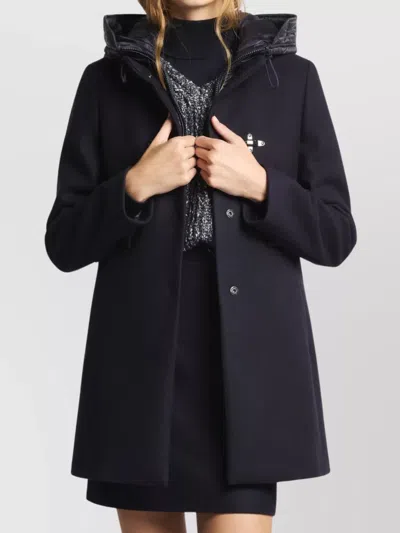 Fay Toggle Coat In Black Wool Blend Fabric In Brown