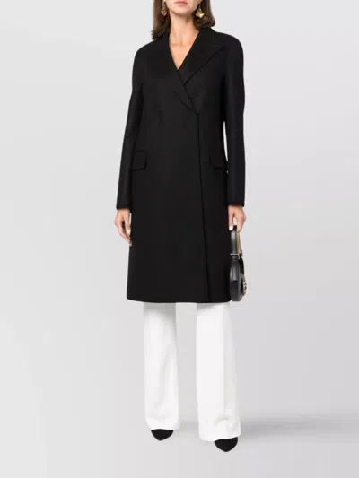 Alberta Ferretti Coat Double Cloth Flap Pockets In Black
