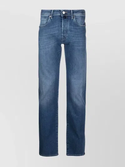 Incotex Faded Denim Trousers Featuring Belt Loops In Blue