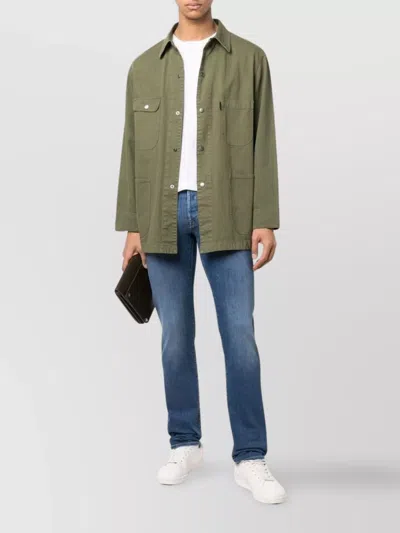 Incotex Faded Denim Trousers Featuring Belt Loops In Blue