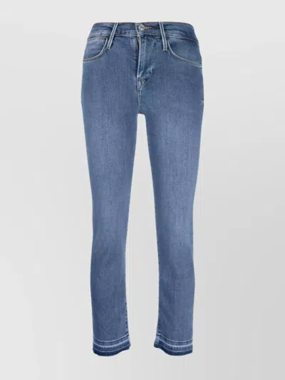 Frame Straight Hem Fray Belt Loops Contrast Stitching In Blue