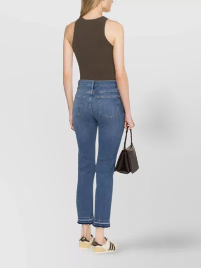 Frame Straight Hem Fray Belt Loops Contrast Stitching In Blue