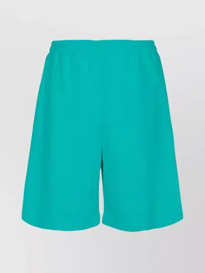 Barrow Graphic Print Elastic Waistband Shorts With Side Pockets In Green