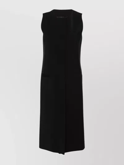 Alberta Ferretti Sleeveless Longline Jacket Front Pockets In Black