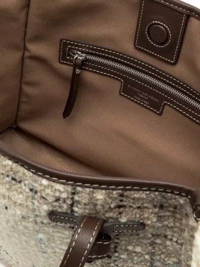 Gianni Chiarini Marcella Tote Bag With Plaid Pattern And Fringe Detailing In Neutral