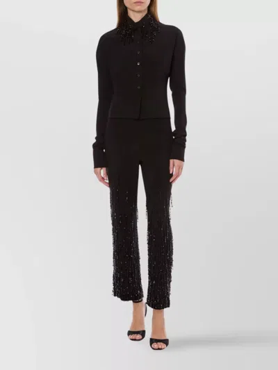 Alberta Ferretti Embellished Collar Fitted Silhouette Long Sleeves In Black