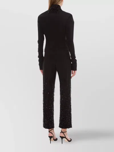 Alberta Ferretti Embellished Collar Fitted Silhouette Long Sleeves In Black