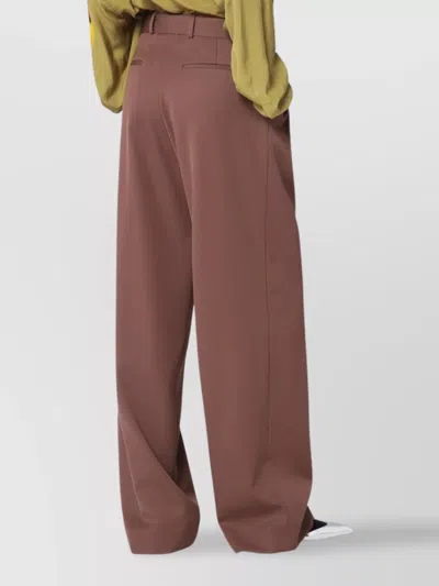 Dries Van Noten Belted Wool Gabardine Wide-leg Pants In Brown