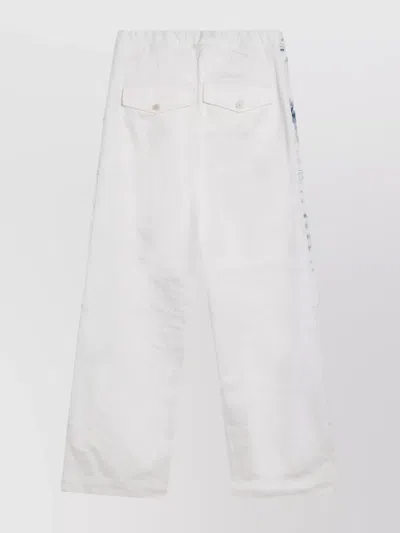 Dries Van Noten Drawstring Wide Leg Denim Trousers In White