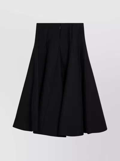 Valentino Black Silk Flounced Midi Skirt