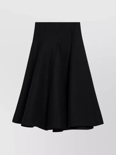 Valentino Black Silk Flounced Midi Skirt