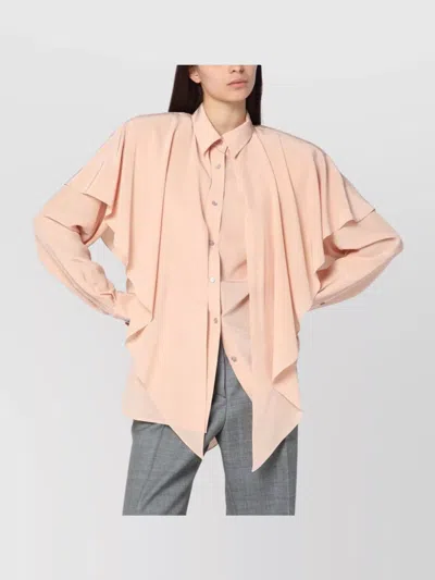 Stella Mccartney Ruffled Silk Long-sleeved Shirt In Pink