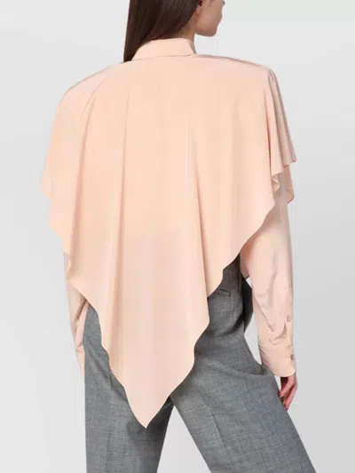 Stella Mccartney Ruffled Silk Long-sleeved Shirt In Pink