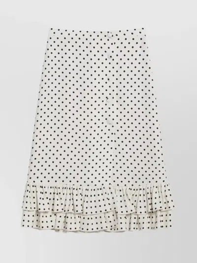 Valentino Ivory Polka-dot Skirt With Ruffles In Black