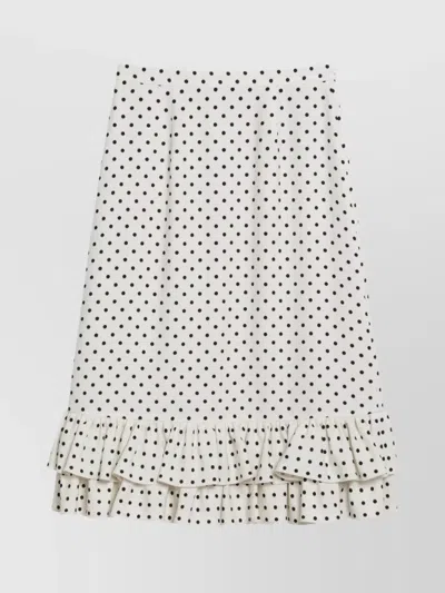 Valentino Ivory Polka-dot Skirt With Ruffles In Black