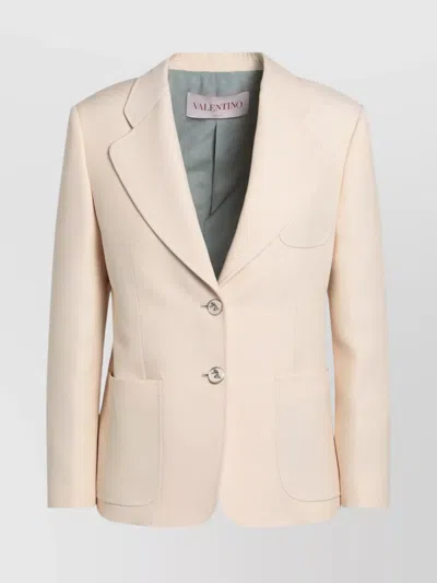 Valentino Wool And Silk Single-breasted Jacket In Neutral