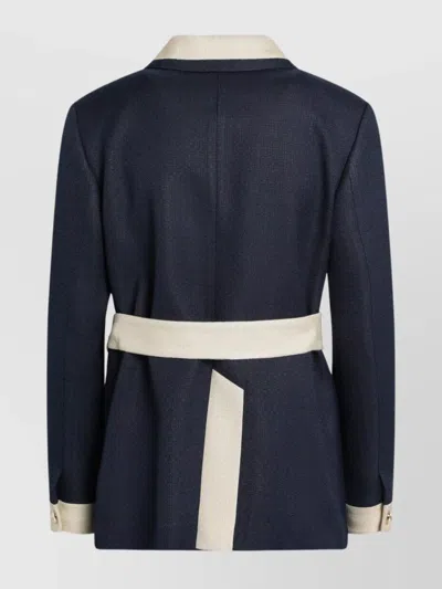 Valentino Blue/ivory Jacket With Belt In Blue