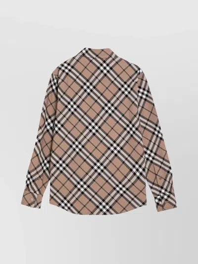 Burberry Check Pattern Wool Blend Shirt Women In Brown