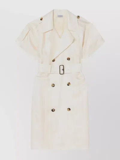 Burberry Trench Dress Viscose Belted Double-breasted Epaulettes In Neutral