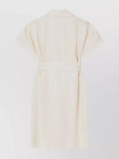 Burberry Trench Dress Viscose Belted Double-breasted Epaulettes In Neutral