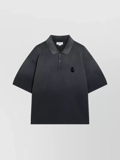 Alexander Mcqueen Faded Effect Black Polo Shirt In Cotton In Gray