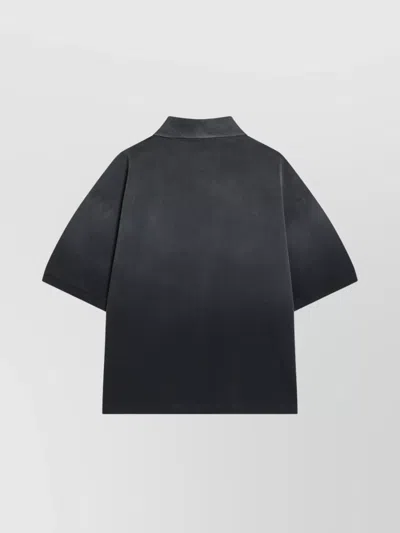 Alexander Mcqueen Faded Effect Black Polo Shirt In Cotton In Gray