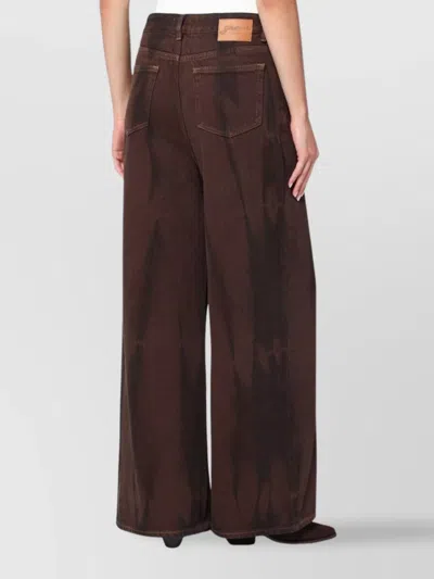 Ganni Jeans Dalla Gamba Ampia In Denim Marrone  Donna In Brown