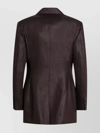 Brunello Cucinelli Shiny Brown Linen Twill Jacket In Brown