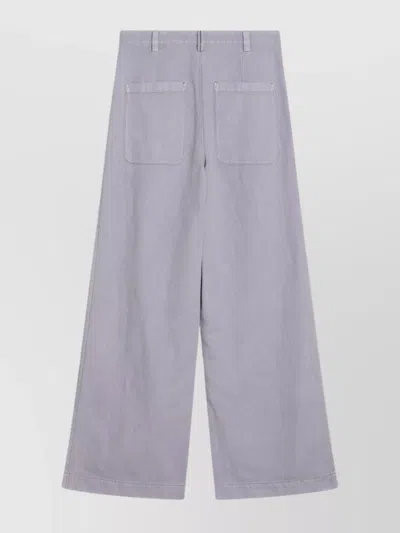 Brunello Cucinelli Violet Pants With Monil Detail On The Loop And Wide Leg In Cotton And Linen Blend Woman In Gray
