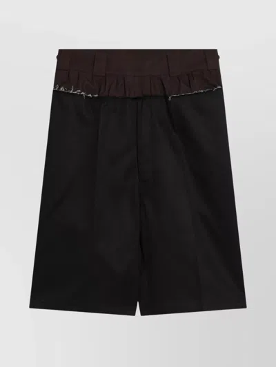 Maison Margiela Tailored Black Shorts With Unique Ruffled Waistband In Multi