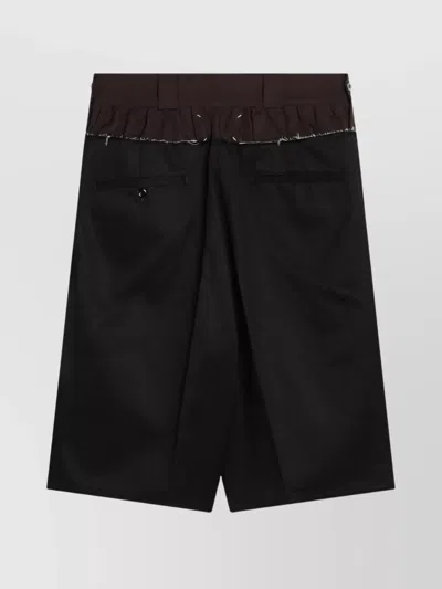 Maison Margiela Tailored Black Shorts With Unique Ruffled Waistband In Multi