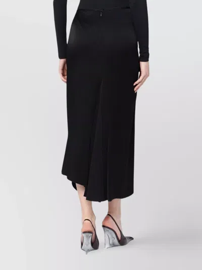 Victoria Beckham Draped Midi Skirt Asymmetric Design Slit In Black