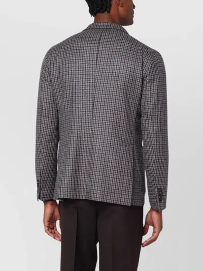 Tagliatore Beige/light Blue Patterned Single-breasted Jacket In Black