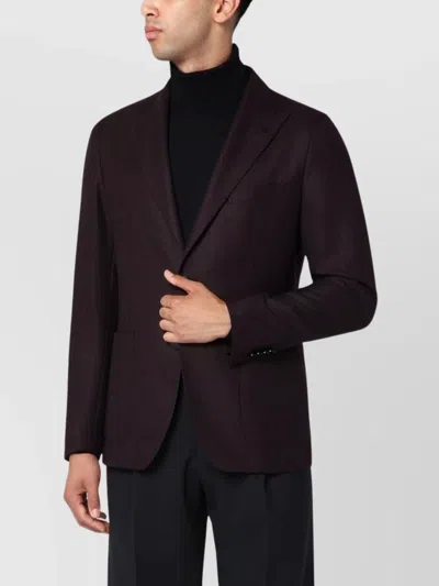Tagliatore Burgundy Pattern Single-breasted Jacket With Front Pockets In Black