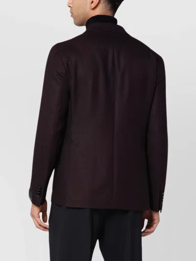 Tagliatore Burgundy Pattern Single-breasted Jacket With Front Pockets In Black