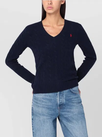 Polo Ralph Lauren Blue Cable-knit Sweater In Wool And Cashmere In Blue