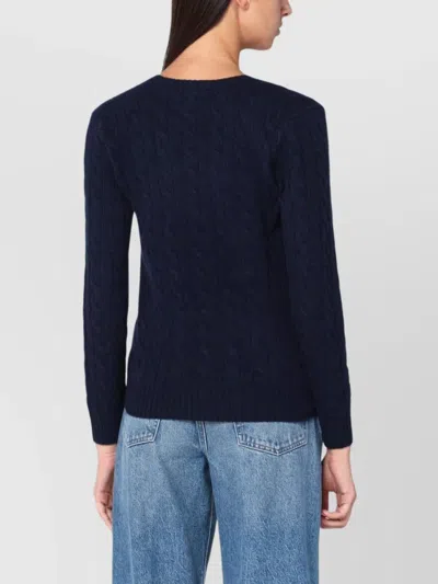 Polo Ralph Lauren Blue Cable-knit Sweater In Wool And Cashmere In Blue