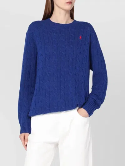 Polo Ralph Lauren Cobalt Blue Cable-knit Sweater In Wool And Cashmere In Blue