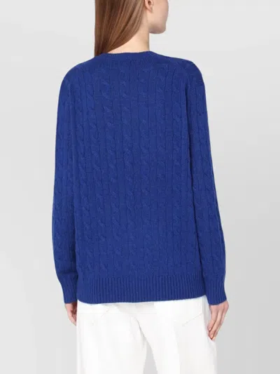 Polo Ralph Lauren Cobalt Blue Cable-knit Sweater In Wool And Cashmere In Blue