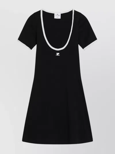 Courrèges Holistic Contrast Mini Dress In Black