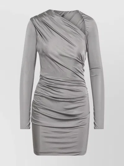 Attico Draped Grey Mini Dress In Gray