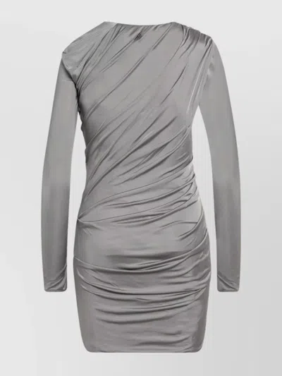 Attico Draped Grey Mini Dress In Gray